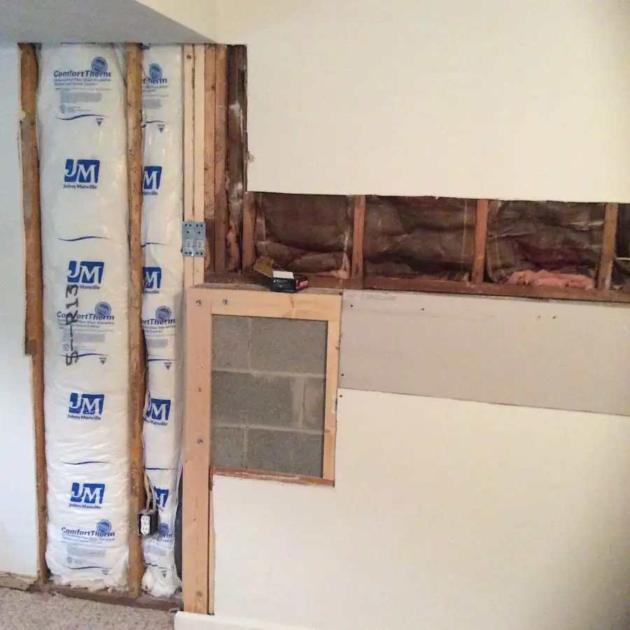 Wall insulation replacement during Basement Flood Cleanup in St. Peter